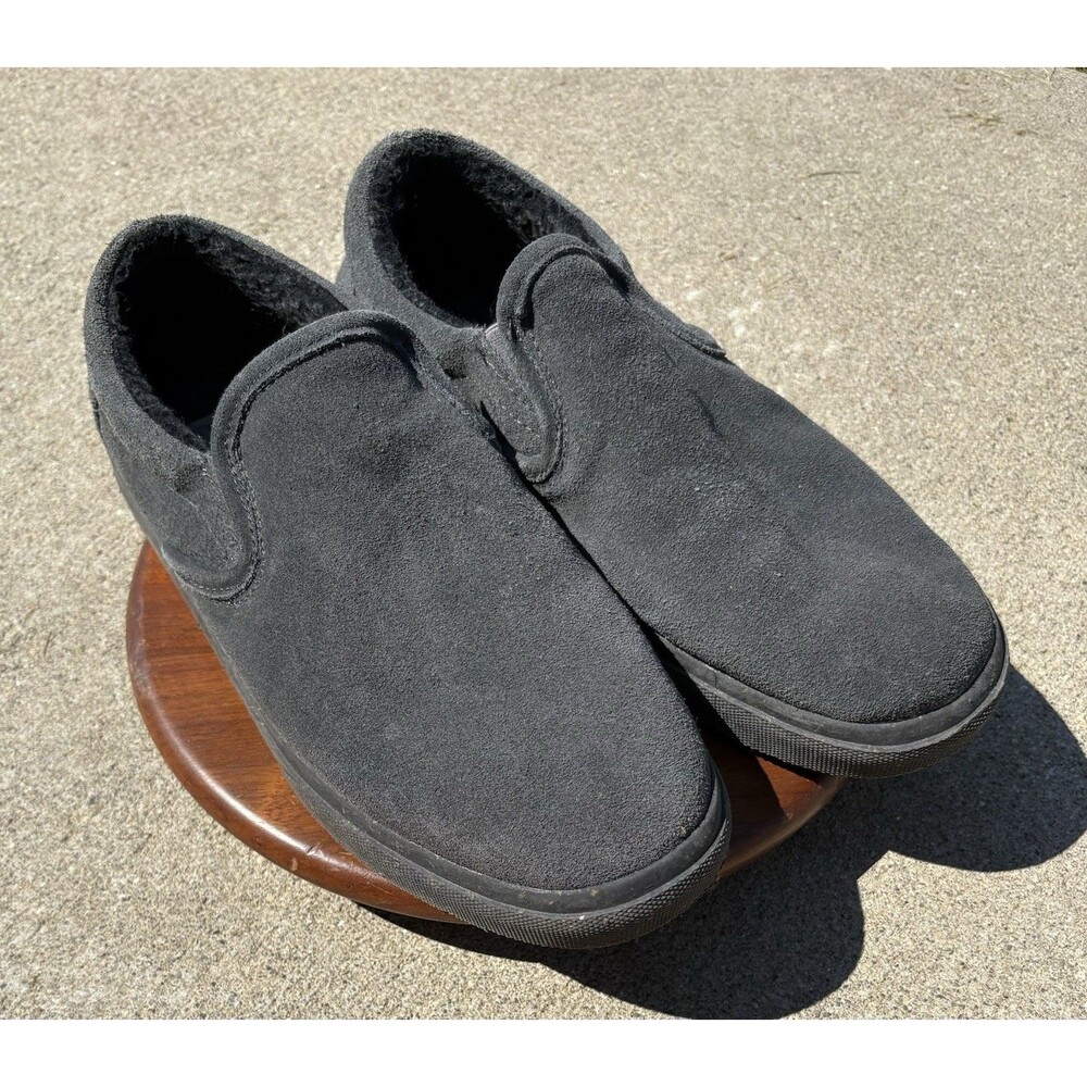 Minnetonka Alden Slippers Men's Size 12 Charcoal Slip On Faux Fur Lining